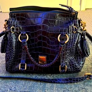 13”satchel purse fits an iPad/laptop, Wide yet Small without too much bulk, Navy